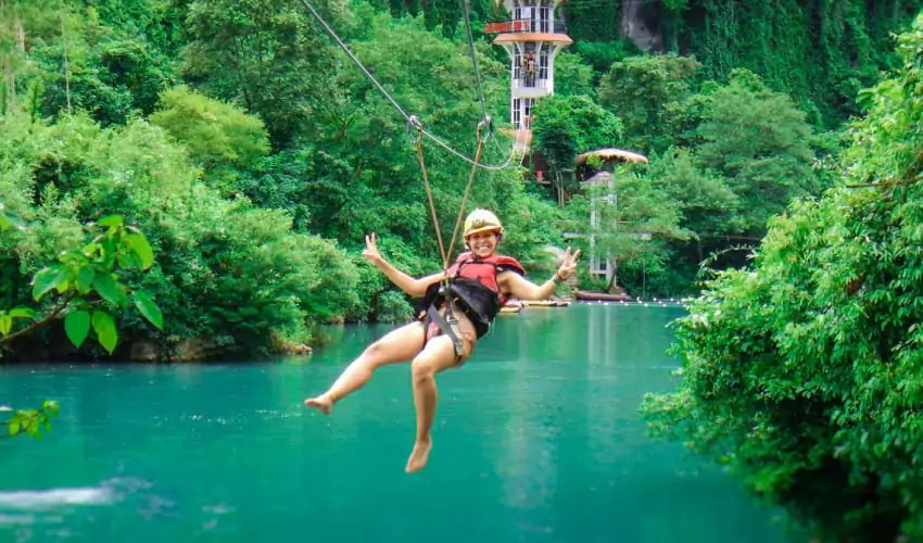 the zipline to dark cave phong nha